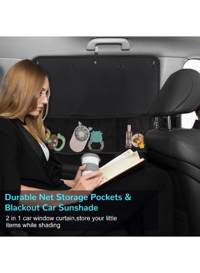 Bukela Car Sun Shade Side Window, 2 Pcs Blackout Car Window Shade for Baby Privacy with Storage Net Pockets Car Curtains 7 Suction Cups for Heat/UV Protection Sun Block Covers - Image 2