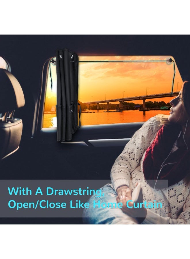 Bukela Car Sun Shade Side Window, 2 Pcs Blackout Car Window Shade for Baby Privacy with Storage Net Pockets Car Curtains 7 Suction Cups for Heat/UV Protection Sun Block Covers - Image 3
