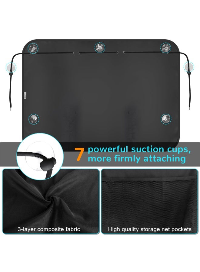 Bukela Car Sun Shade Side Window, 2 Pcs Blackout Car Window Shade for Baby Privacy with Storage Net Pockets Car Curtains 7 Suction Cups for Heat/UV Protection Sun Block Covers - Image 4