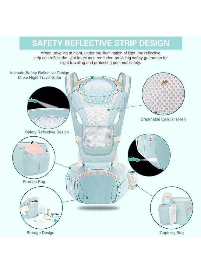AL RAID Multifunction Baby Strap Waist Stool Hip Seat Baby Carrier, Suitable For 0-36 Months Baby,6 in 1 Carrying Mode,Adjustable Size, Very Suitable For Hiking Shopping Trip (Green) - Image 2