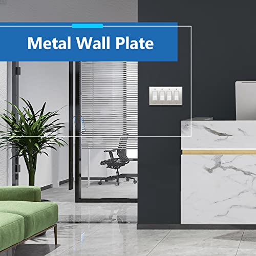 LIDER Decorator Switch or Receptacle Metal Wall Plate Outlet Cover Corrosion Resistant MidSize 4Gang 488 x 858 LMWP34MPC UL Listed Stainless Steel Polished Chrome 1Pack - Image 3