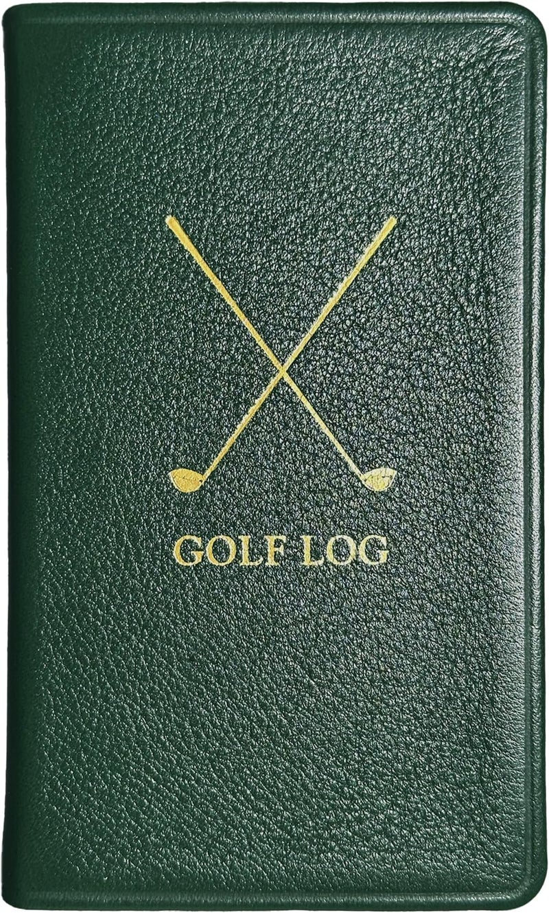 Graphic Image On The Green Golf Journal, Golf Score Log Book, Genuine Full Grain Leather (Green, Compact - 3" x 5") Published & Bound in the USA - Image 1