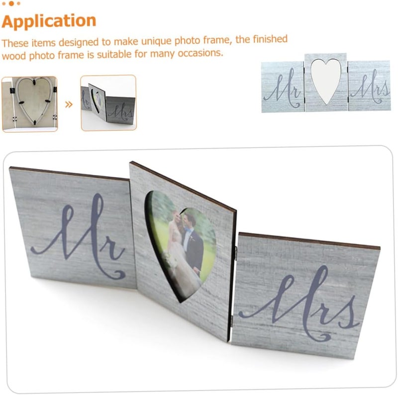 Creative Wooden Three-fold Hinged Wedding Photo Frame Decoration, Tabletop Family Picture Frame Ornament for Home and Wedding Display, Style B (photo Not Included) - Image 5