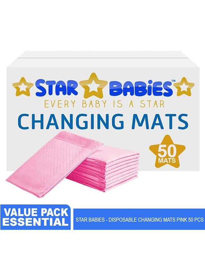 STAR BABiES Disposable Changing Mats Large (45 X 60Cm) Pack Of 50 Pink - Image 2