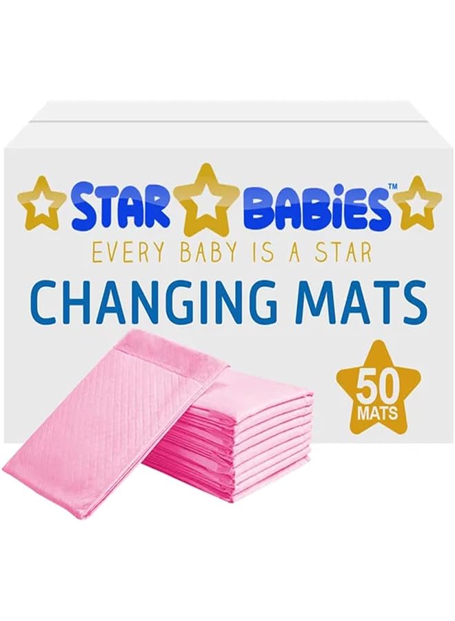 STAR BABiES Disposable Changing Mats Large (45 X 60Cm) Pack Of 50 Pink - Image 1