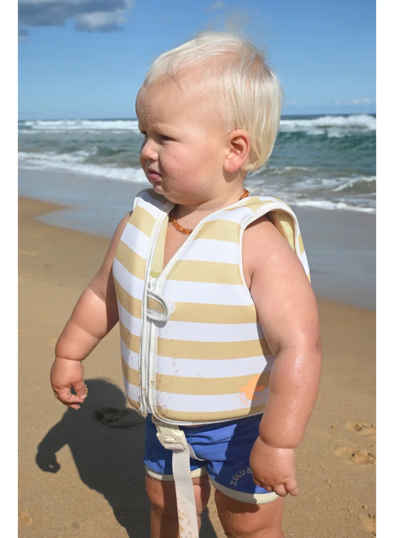 SUNNY LIFE Kids Swim Vest 1-2 – Sid the Seagull Mustard Stripe | Toddler Swim Safety Vest for Age 1–2 | Lightweight, Adjustable, Fun & Secure