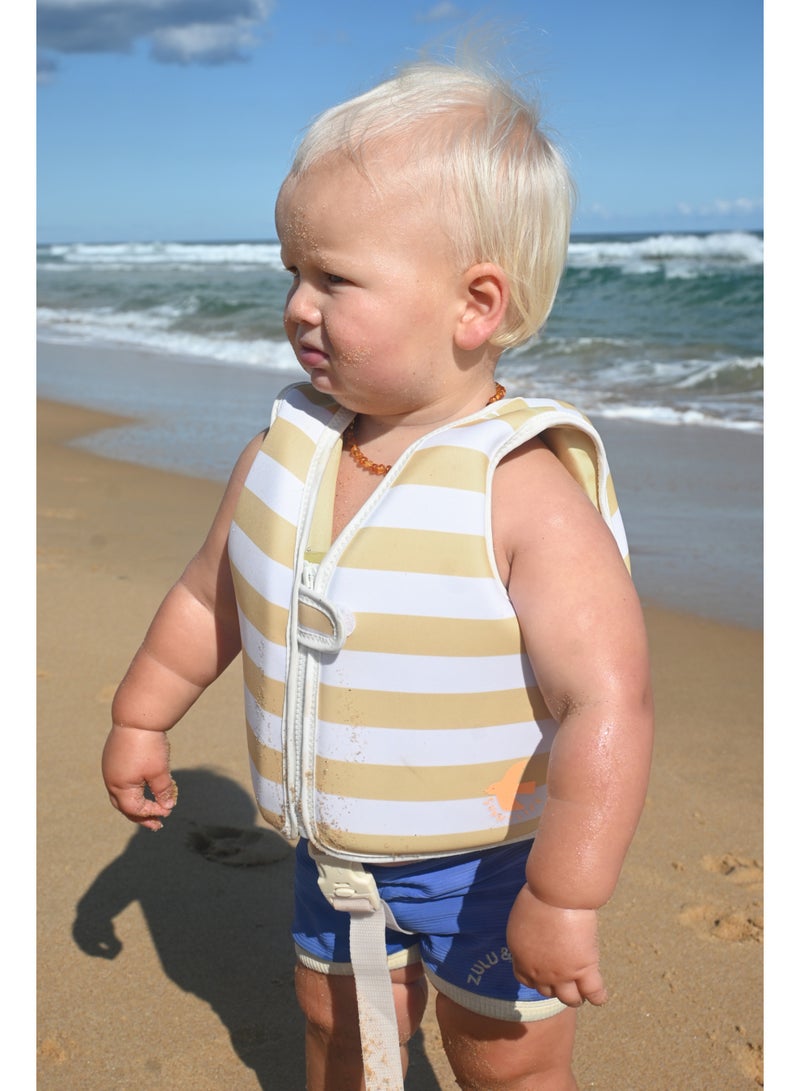 SUNNY LIFE Kids Swim Vest 1-2 – Sid the Seagull Mustard Stripe | Toddler Swim Safety Vest for Age 1–2 | Lightweight, Adjustable, Fun & Secure - Image 2