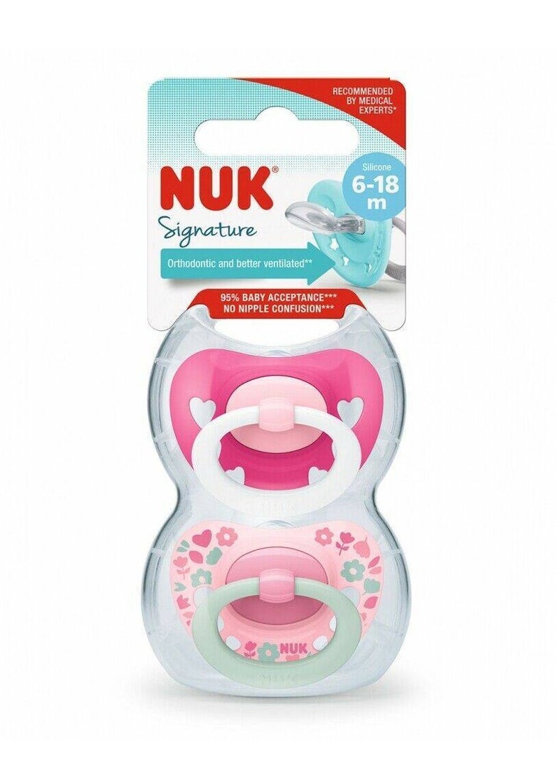 نوك لهّايات NUK | 2 عبوة لهّايات | حلمة قلوب | لهّايات سيليكون خالية من مادة BPA | لهّايات مضادة للتفلطح | لعبة تسنين الأطفال - Image 1