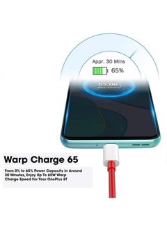 Sounce Sounce 65W Oneplus Dash Warp Charge Cable, 6.5A Type-C To Usb C Pd Data Sync Fast Charging Cable Compatible With One Plus 8T/ 9/ 9R/ 9 Pro/ 9Rt/ 10R/ Nord & For All Type C Device Red, 1 Meter  - Image 2