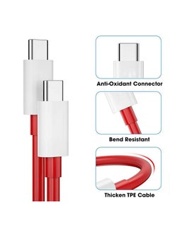 Sounce Sounce 65W Oneplus Dash Warp Charge Cable, 6.5A Type-C To Usb C Pd Data Sync Fast Charging Cable Compatible With One Plus 8T/ 9/ 9R/ 9 Pro/ 9Rt/ 10R/ Nord & For All Type C Device Red, 1 Meter  - Image 5