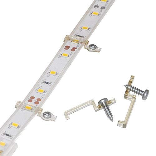 Griver 100 Pack Strip Light Mounting Brackets,Fixing Clips,One-Side Fixing,100 Screws Included (Ideal for 12mm Wide IP68 Silicone Cover Strips) - Image 2