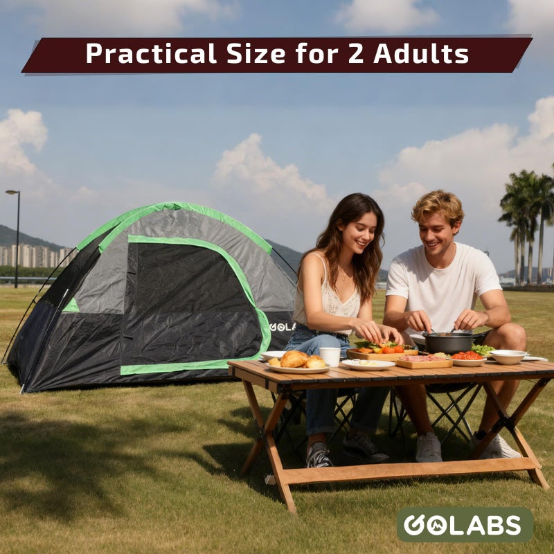 Golabs CT1 2 Person Camping Tent, Easy Set Up in 3 Mins, Waterproof w/Mesh Top & Door with Ventilation, Lightweight 4.4lbs Portable Family Tent with Carry Bag &Interior Storage Pockets &Hook - Image 5
