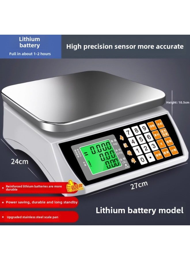 Electronic Scale Commercial Small Platform Scale 10kg30kg Weighing Electronic Scale Household Kitchen Baking Special Scale Wholesale-Model:[upgraded Lithium Battery Fast Charging] 15kg Lcd Flat Plate, Indoor And Outdoor Universal "long-lasting Battery Life"  - Image 1