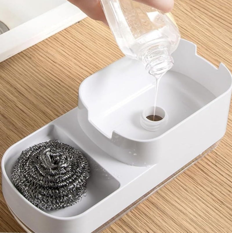 Seseno Detergent, Soap Dispenser for Kitchen with Sponge Holder, Hollow Design, Durable & Smooth Body, Rust Proof, Liquid Soap Dispenser, Sink Dish Washing, Dishwashing Soap Dispenser (2 in 1) - Image 4