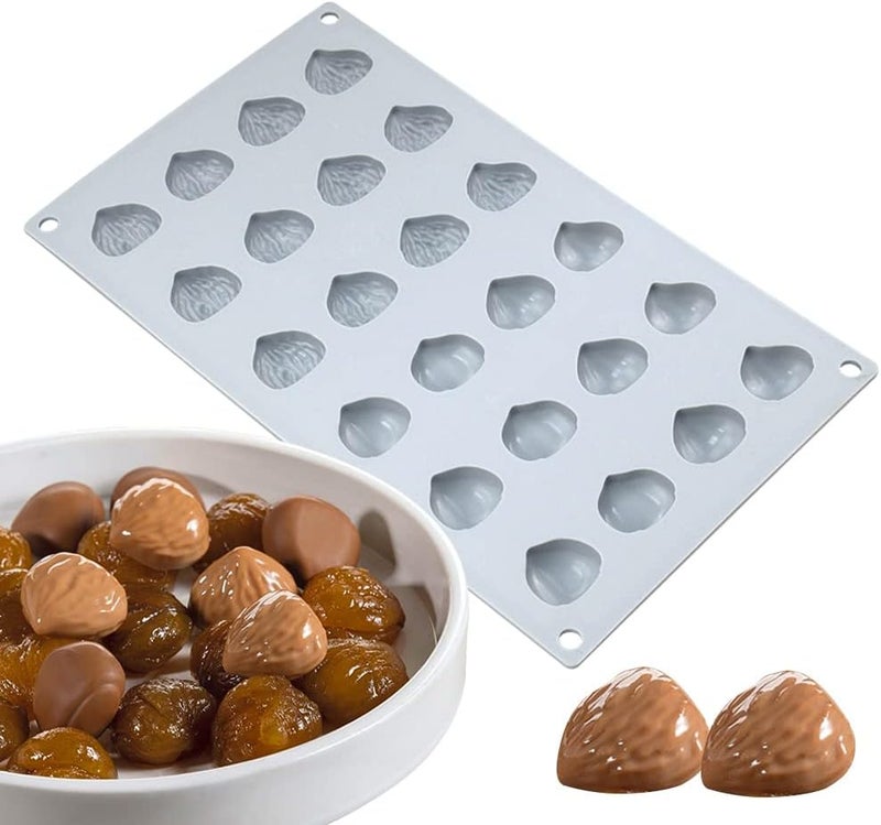 mostsom Mini Chestnut Chocolate Mold,Silicone Molds,Small Jelly Bean,Pastry,Candy,Fondant Molds (Chestnut K) - Image 1