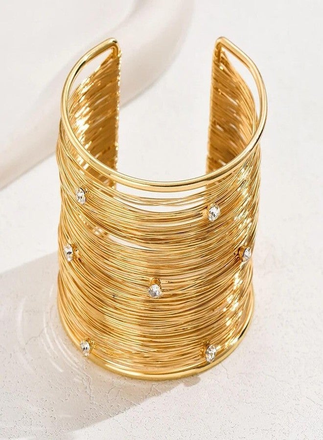 ZIVOM® Party Statement Mesh 18K Gold CZ Cuff Kada Bangle Bracelet Girls Women - Image 3