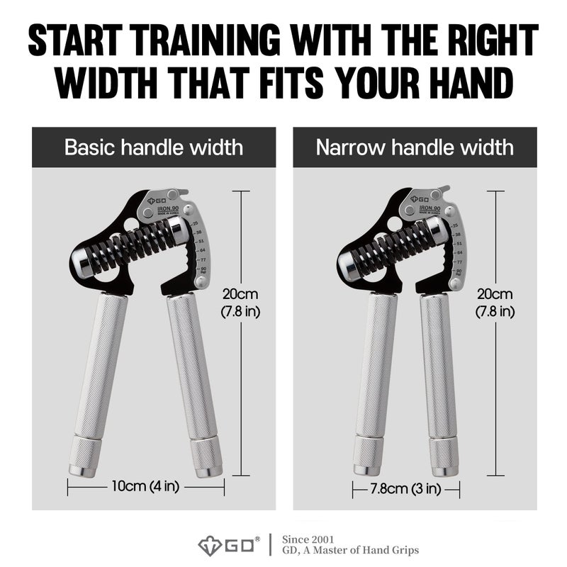 GD مدرب قوة القبضة GD IRON GRIP EXT 90 - مدرب قبضة يد قابل للتعديل (55 إلى 198 رطل (25~90 كجم)) لتقوية الساعدين والمعصم - أفضل تمارين القبضة - Image 5