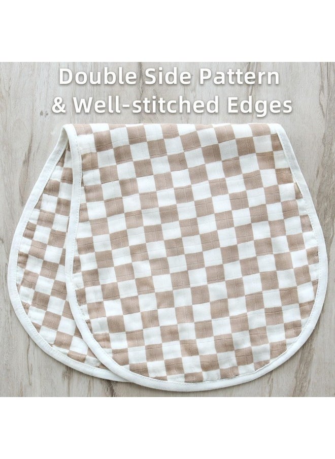 LifeTree - Muslin Baby Burp Cloths Sets For Unisex 2 Pack Large 70% Viscose From Bamboo And 30% Cotton Burping Cloths For Newborn Baby Girls And Boys (Checkered) - Image 1