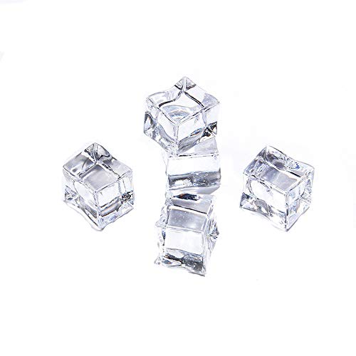 Anyumocz 50 Pcs 20mm Clear Fake Ice Acrylic Decorative Ice Cubes Display for Home Decoration Wedding Centerpiece Vase Fillers,Photography Props&Kitchen Decoration - Image 2