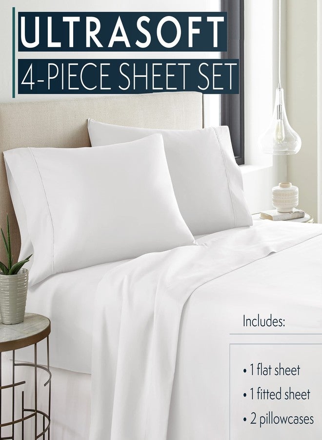 HC COLLECTION Bed Sheets Set King with 2 Pillowcases, Hotel Luxury Platinum 1800 Series Brushed Microfiber Sheet w/Deep Pocket, Ultra Soft Lightweight 4 Pcs Linen Bedding for Hot Sleepers, White - Image 2