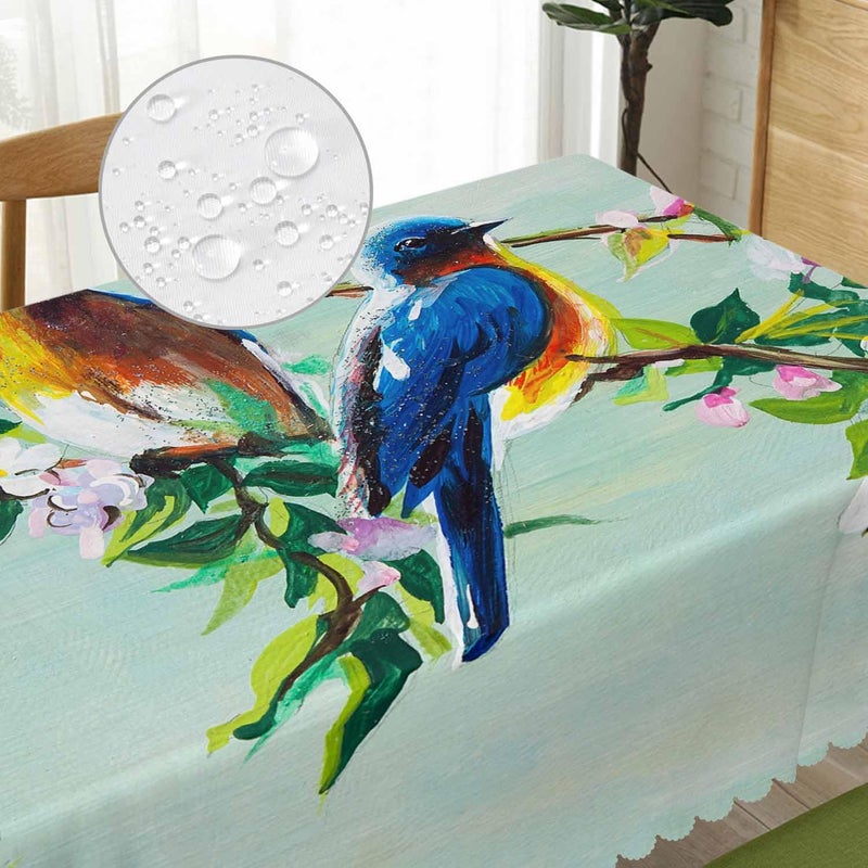 Beabes Hummingbird Kitchen Tablecloth Hummingbirds Cherry Floral Pink Indoor Outdoor Table Cover AntiOil Table Cloths for Wedding Banquet Dinner Tablecloths 52x70 Inch46 Seats - Image 3