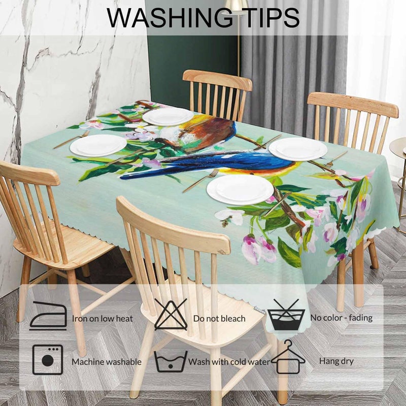 Beabes Hummingbird Kitchen Tablecloth Hummingbirds Cherry Floral Pink Indoor Outdoor Table Cover AntiOil Table Cloths for Wedding Banquet Dinner Tablecloths 52x70 Inch46 Seats - Image 5
