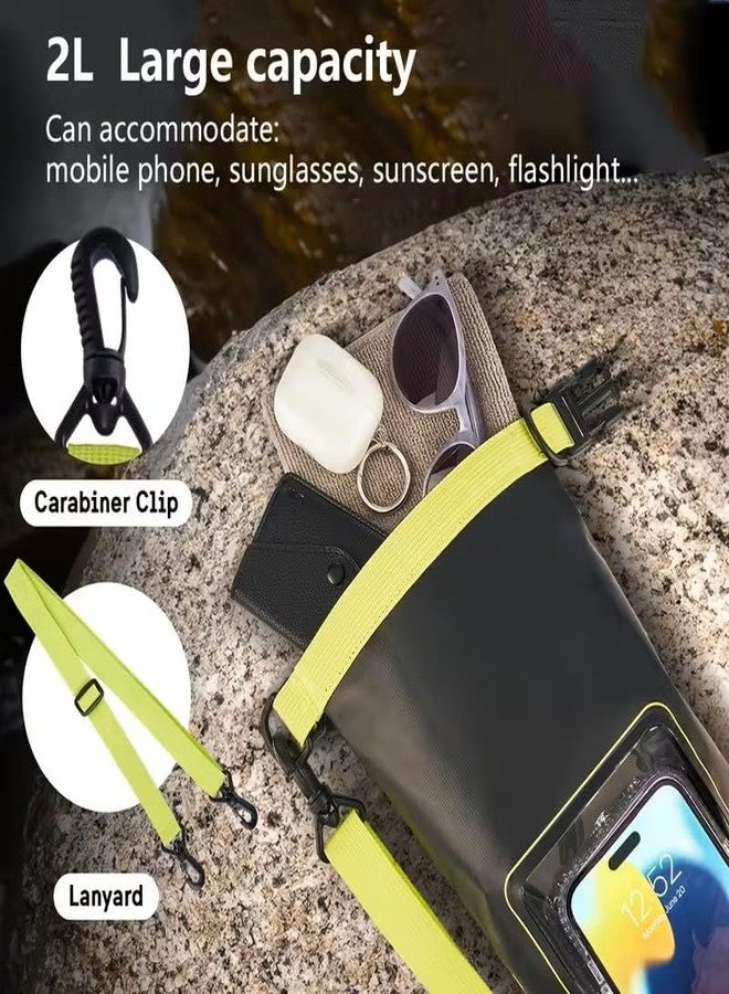 Divik Water Proof Mobile Pouch 2L - Roll Top Waterproof Backpack w/Phone Case/Pouch - Boating & Kayak Accessories - Essentials for Camping Swimming Beach Fishing Rafting Travel - Black (1Pcs) - Image 4