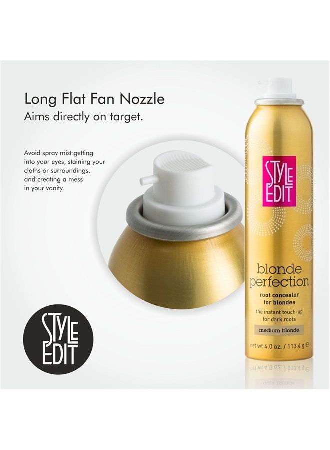 STYLE EDIT MEDIUM BLONDE Root Concealer Touch Up Spray Instantly Covers Greys And Dark Roots - Professional Salon Quality Blonde Perfection Grays Cover Up Hair Products for Women 4 Ounce PACK OF 5 - Image 2