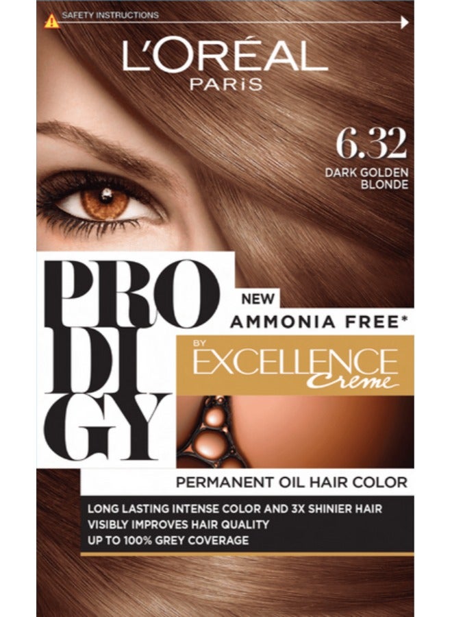 Loreal Paris Prodigy Permanente Oil Hair Color 6.32 Dark Golden Blonde 182 ML