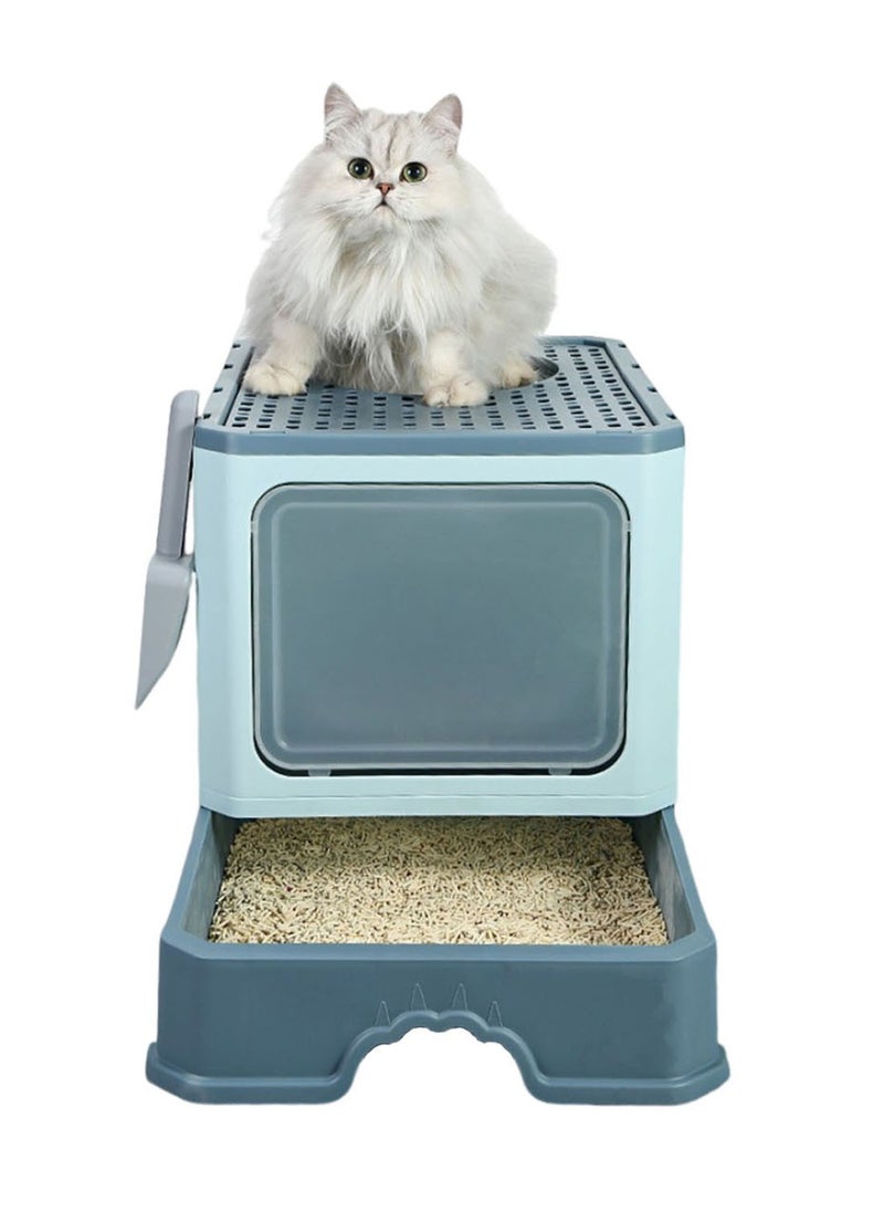 Kidle Foldable Cat Litter Box with Lid Cat Litter Tray Litter Basin for Cats  - Image 1