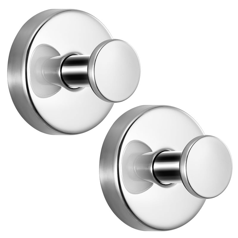 Fenas Suction Cup Hooks for Shower No-Drill Bathroom Hooks for Towels, Robes, Loofah Mountable on Bathroom Walls, Kitchen, Glass, Mirrors, Tile and Smooth,Non-Porous Surfaces (2, Chrome Polished) - Image 1