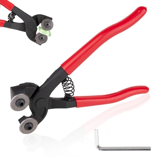 Cesilili Glass Tile Nippers 7", Heavy Duty Wheeled Glass Mosaic Nipper, Glass Nippers with Soft Rubber Handle for Stained Glass, Ceramic Tile Nipper Mosaic Tools with an allen wrench - Image 1