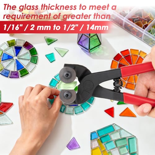 Cesilili Glass Tile Nippers 7", Heavy Duty Wheeled Glass Mosaic Nipper, Glass Nippers with Soft Rubber Handle for Stained Glass, Ceramic Tile Nipper Mosaic Tools with an allen wrench - Image 5