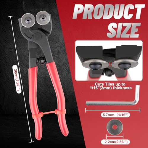 Cesilili Glass Tile Nippers 7", Heavy Duty Wheeled Glass Mosaic Nipper, Glass Nippers with Soft Rubber Handle for Stained Glass, Ceramic Tile Nipper Mosaic Tools with an allen wrench - Image 2