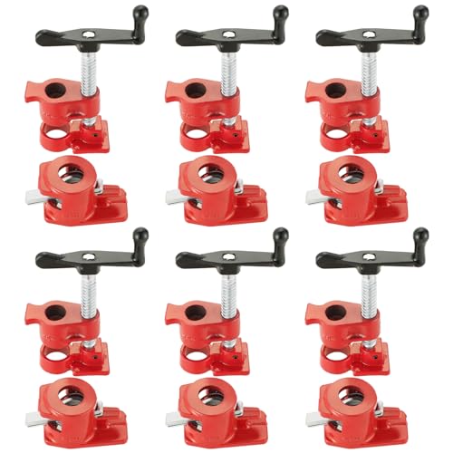 Acymner Wood Gluing Pipe Clamp Set | 1/2" Heavy Duty Woodworking Cast Iron Pipe Clamps Quick Release Pipe Wood Clamps (6 Pack, 1/2") - Image 1