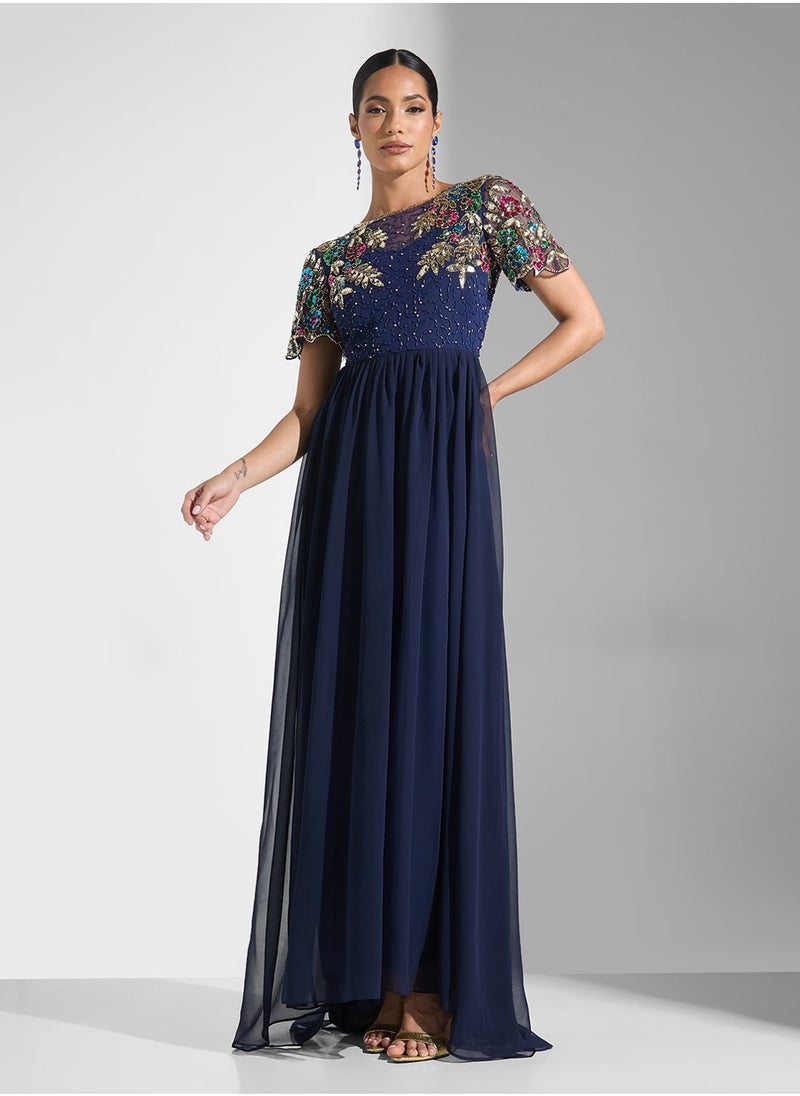 Virgos Lounge - Embellished Pleated Dress - Image 1