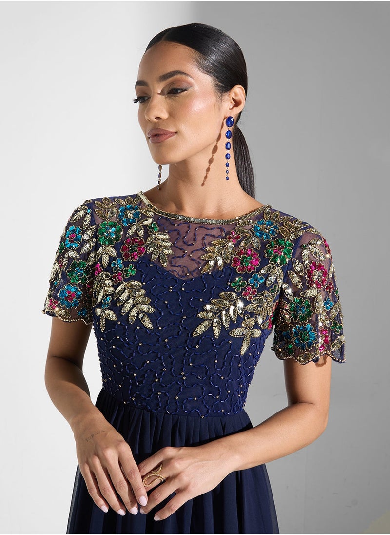 Virgos Lounge - Embellished Pleated Dress - Image 1