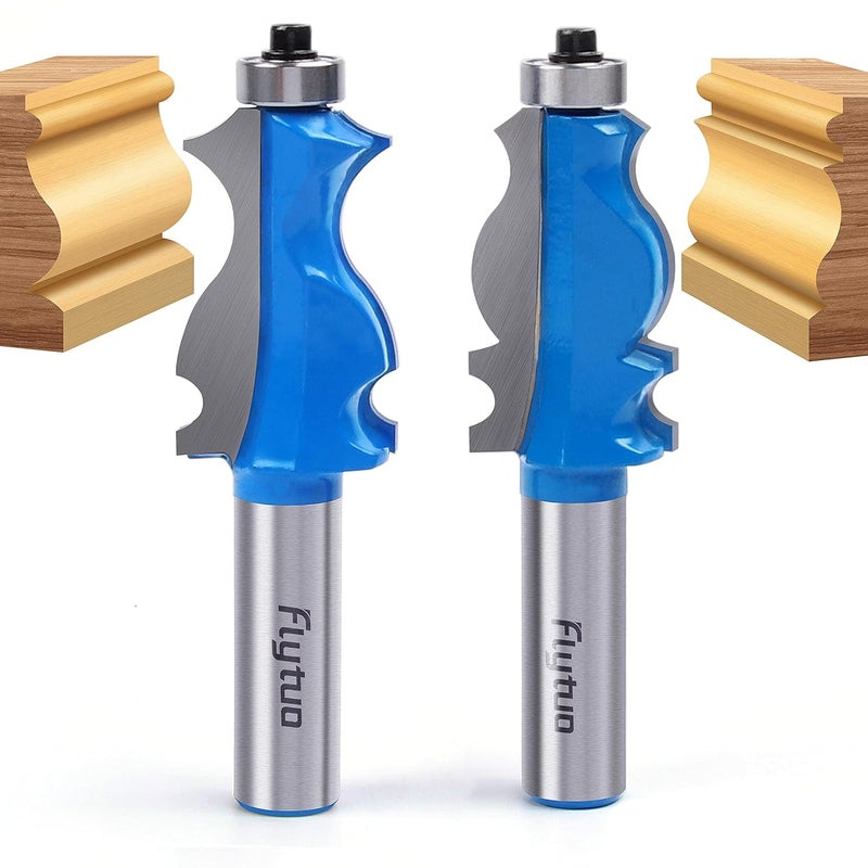Flytuo 1/2 Shank Architectural Molding Router Bit Set, Classical Corner Rounding Edge-Former Router Bits, Frame Shape Cutters for Woodworking - Image 1