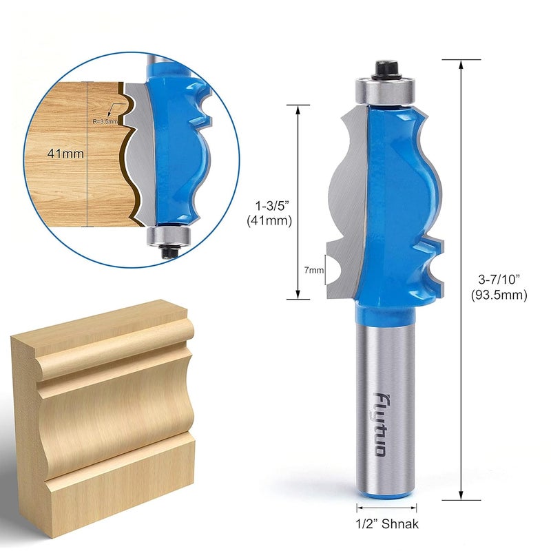 Flytuo 1/2 Shank Architectural Molding Router Bit Set, Classical Corner Rounding Edge-Former Router Bits, Frame Shape Cutters for Woodworking - Image 4