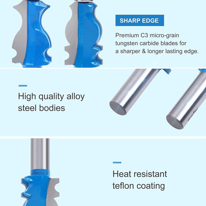 Flytuo 1/2 Shank Architectural Molding Router Bit Set, Classical Corner Rounding Edge-Former Router Bits, Frame Shape Cutters for Woodworking - Image 2