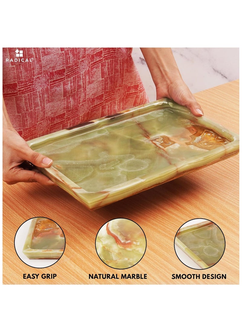 RADICALn - Radicaln handmade rectangle Serving Tray Green Marble 12"x8" Inch Rectangle Home and Kitchen Tray for Kitchen Storage - Ideal for Serving Food & Cocktail Table Tray - Bathroom Accessories Tray Bathroo - Image 1