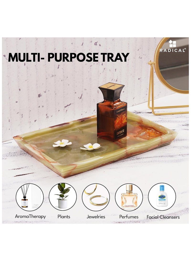 RADICALn - Radicaln handmade rectangle Serving Tray Green Marble 12"x8" Inch Rectangle Home and Kitchen Tray for Kitchen Storage - Ideal for Serving Food & Cocktail Table Tray - Bathroom Accessories Tray Bathroo - Image 1