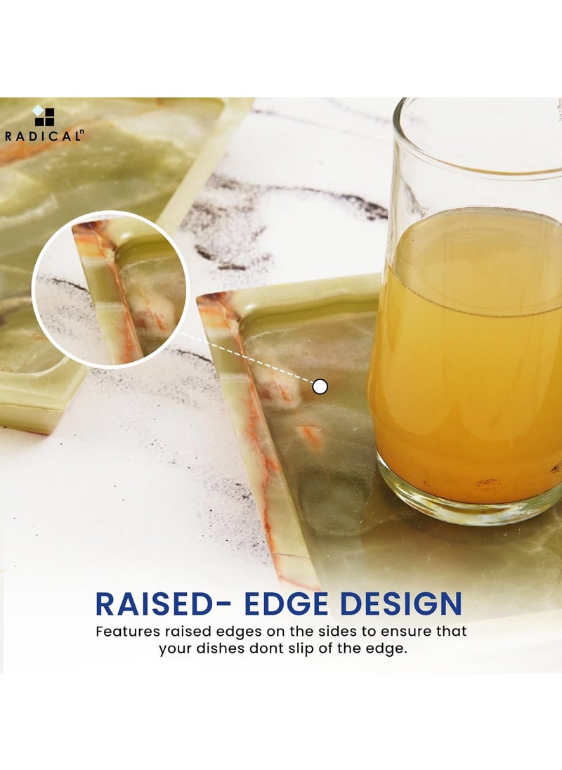 RADICALn - Radicaln handmade rectangle Serving Tray Green Marble 12"x8" Inch Rectangle Home and Kitchen Tray for Kitchen Storage - Ideal for Serving Food & Cocktail Table Tray - Bathroom Accessories Tray Bathroo - Image 1