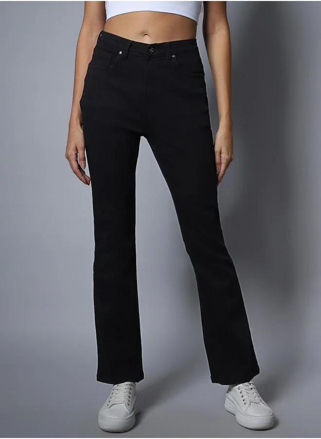 هاي ستار Solid Mid Rise Bootcut Jeans by Styli