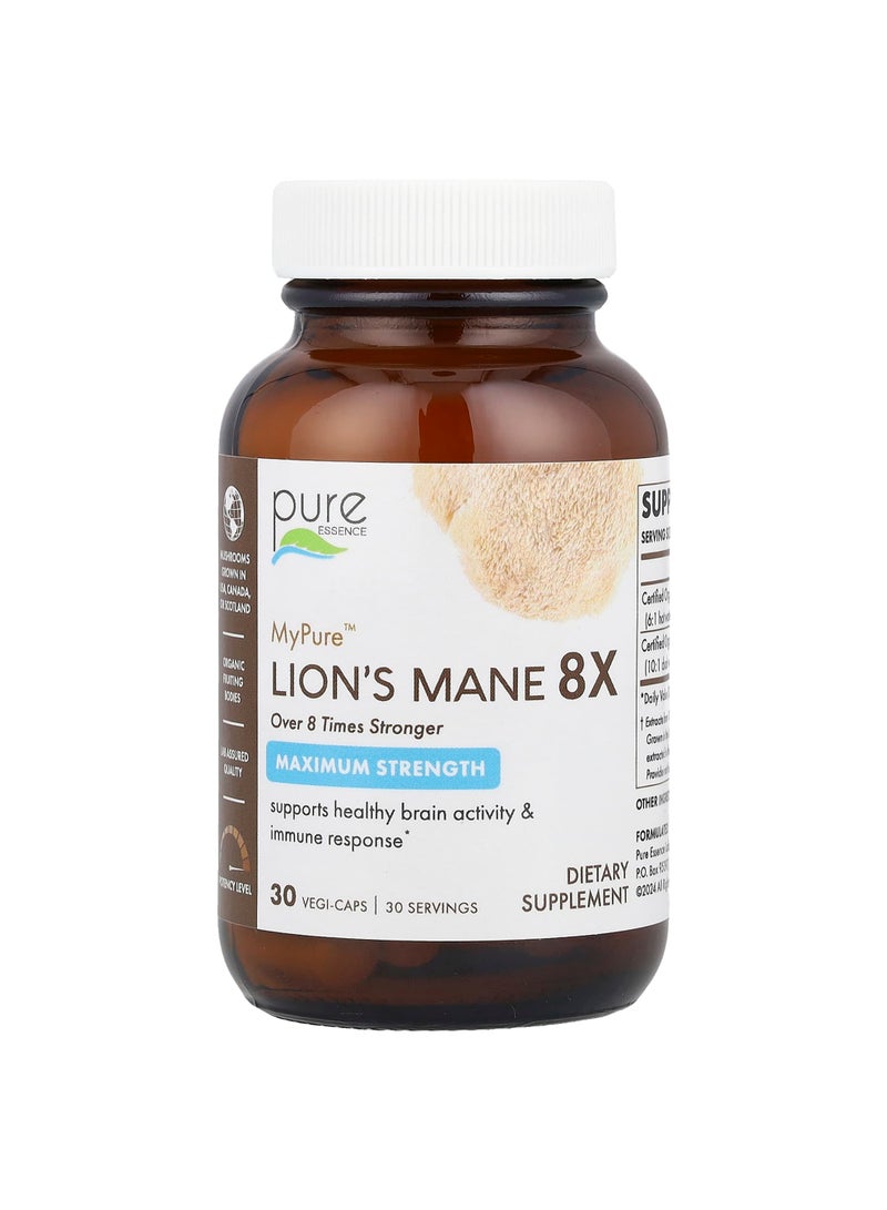 Pure Essence MyPure™, Lion's Mane 8X, Maximum Strength, 30 Vegi-Caps