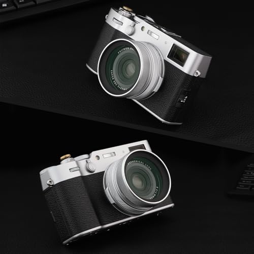 Haoge LUV-X54W Metal Lens Hood with MC UV Protection Multicoated Ultraviolet Lens Filter for Fujifilm X100VI Fuji X100V Camera Silver - Image 2