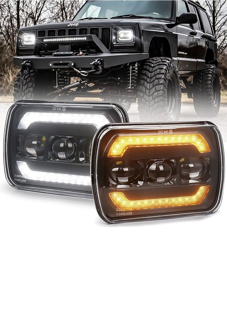 MR.SMART Mr Smart DOT SAE LED Headlights, 13x18 cm, 4 Modes with High/Low Beam, DRL, Turn Signal, Black  - Image 1