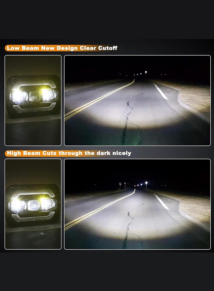 MR.SMART Mr Smart DOT SAE LED Headlights, 13x18 cm, 4 Modes with High/Low Beam, DRL, Turn Signal, Black  - Image 2