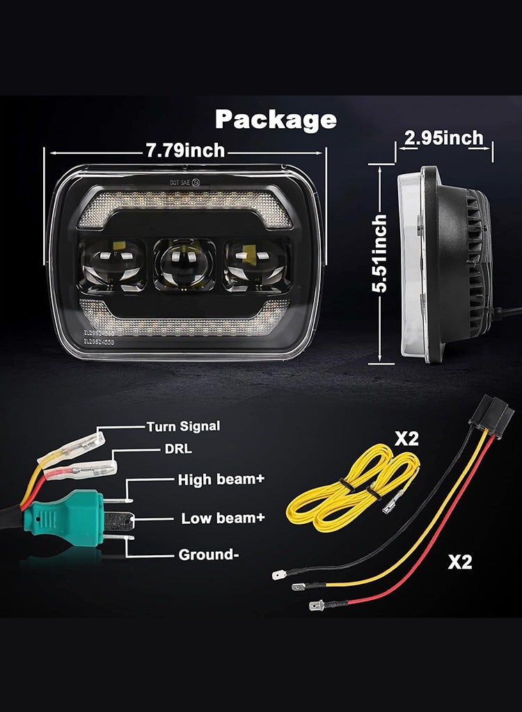 MR.SMART Mr Smart DOT SAE LED Headlights, 13x18 cm, 4 Modes with High/Low Beam, DRL, Turn Signal, Black  - Image 3