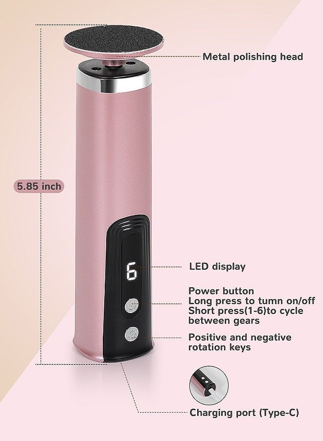 KENSON 2 in 1 Electric Foot Callus Remover, Adjustable Speed Foot Scrubber with Replacement Sandpaper Discs, Pedicure Tool with Digital Display for Dead Skin and Calluses (Pink) - Image 3